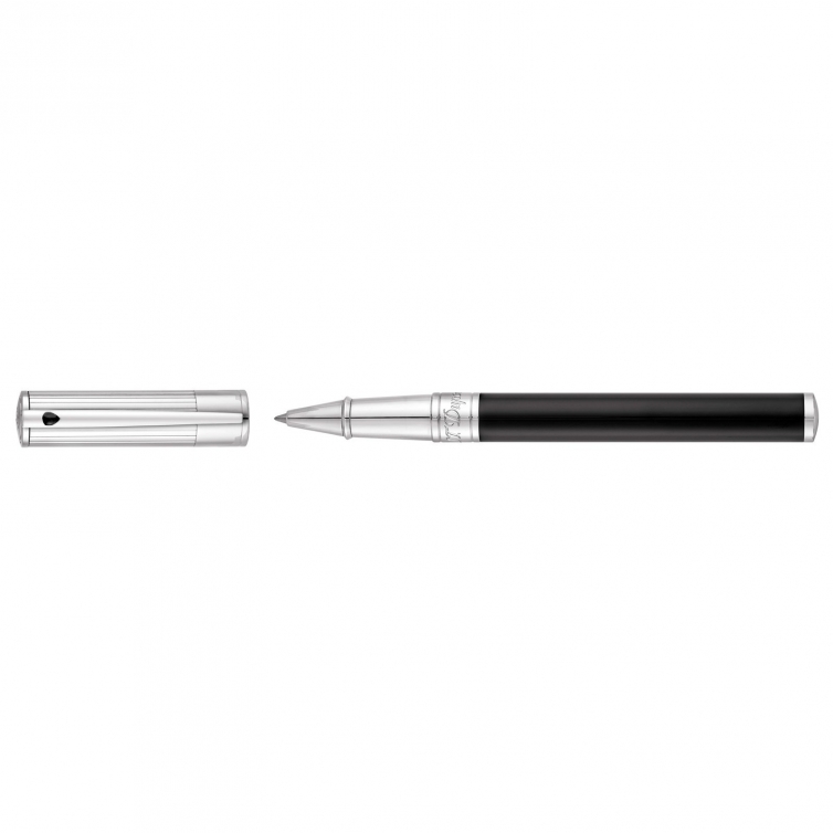 D-Initial Black and Chrome Duo Tone Rollerball Pen S.T. DUPONT - 1