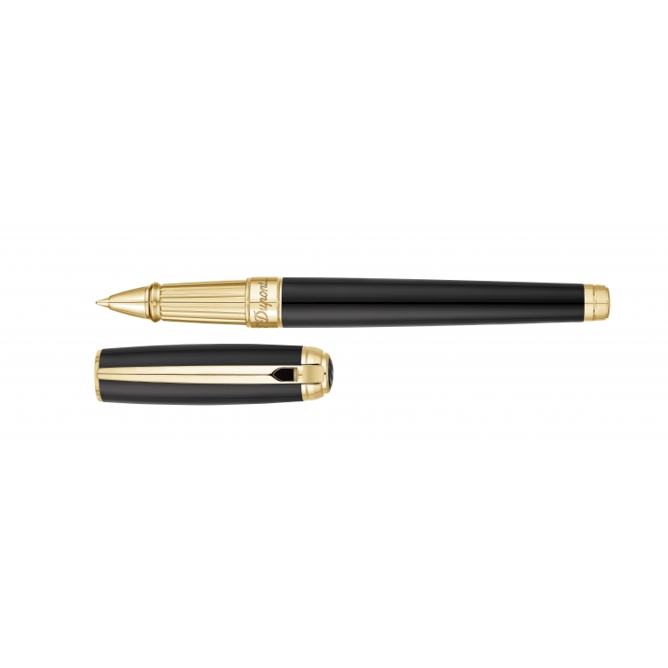 S.T. Dupont Classic Gold Plated Silver Vermeil Ballpoint Pen Black Clip  Paris