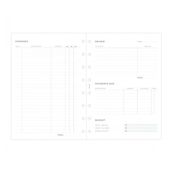 Minimal Expense Tracker Refill A5 Notebook FILOFAX - 3