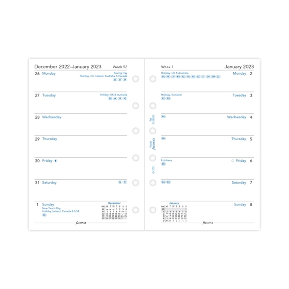 Calendar Refill Week On One Page Pocket 2023 FILOFAX - 3