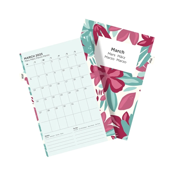 Floral Ilustrated Calendar Refill Week On Two Pages Pocket 2023 multilanguage FILOFAX - 6