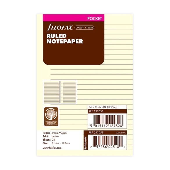 Ruled Notepaper Pocket Refill cotton cream FILOFAX - 5