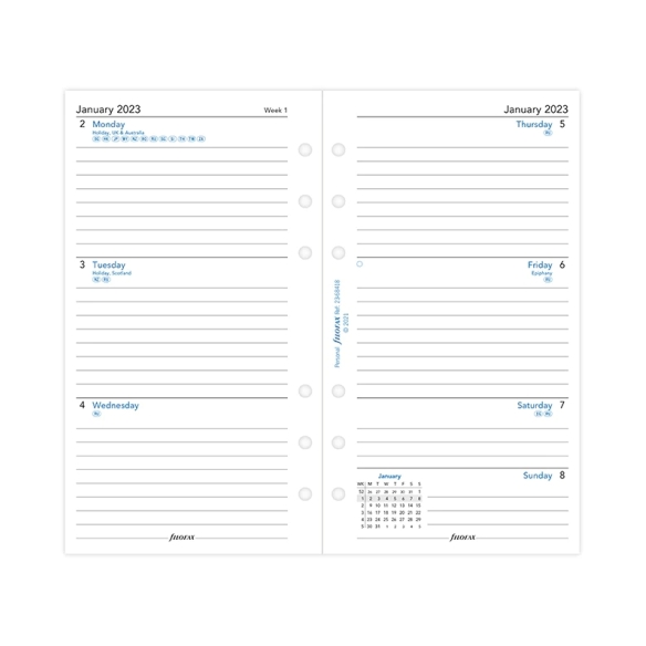 Calendar Refill Week On Two Pages Personal 2023 lined FILOFAX - 3