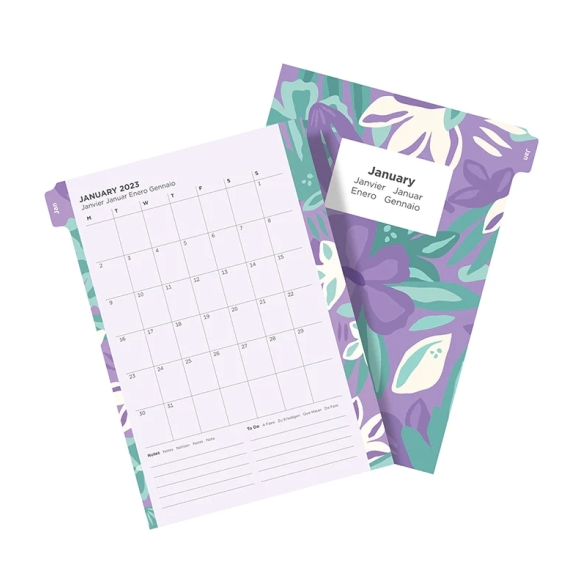 Floral Ilustrated Calendar Refill Week On Two Pages A5 2023 multilanguage FILOFAX - 3