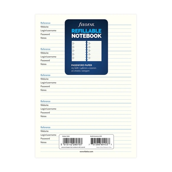 Password Paper Refill A5 Notebook FILOFAX - 6