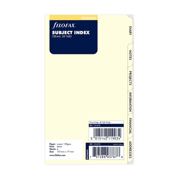 Subject Index Personal cream FILOFAX - 5