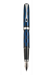 Elegant all-metal Diplomat pen with exceptional multi-layer lacquer in a beautiful black-blue checkerboard design.