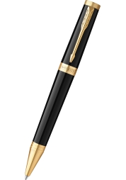Parker Ingenuity Black GT ballpoint pen has a brass body covered with black lacquer, the grip is decorated with regular engravings. In combination with gold-plated accessories using the PVD technique.