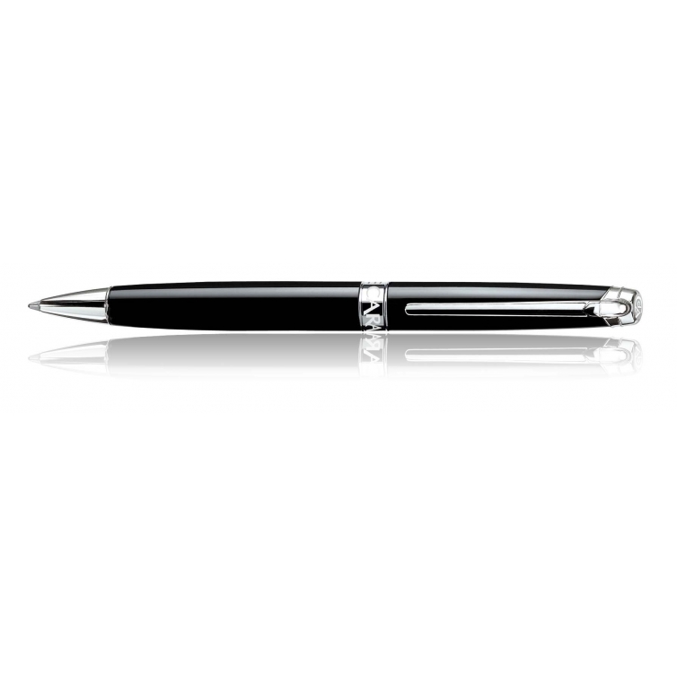 Ebony Black silver plated ballpoint pen CARAN D'ACHE - 1